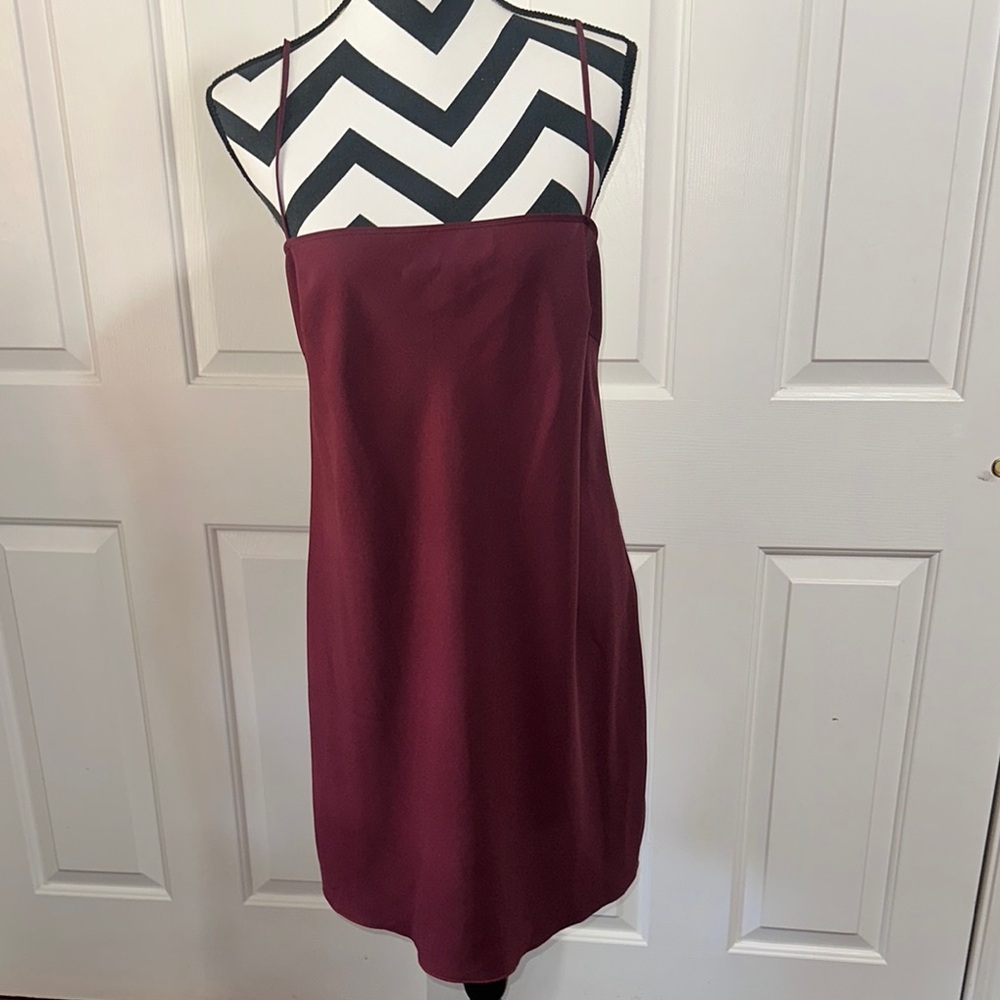 RED VALENTINO Elegant Burgundy Spaghetti Strap Slip Dress